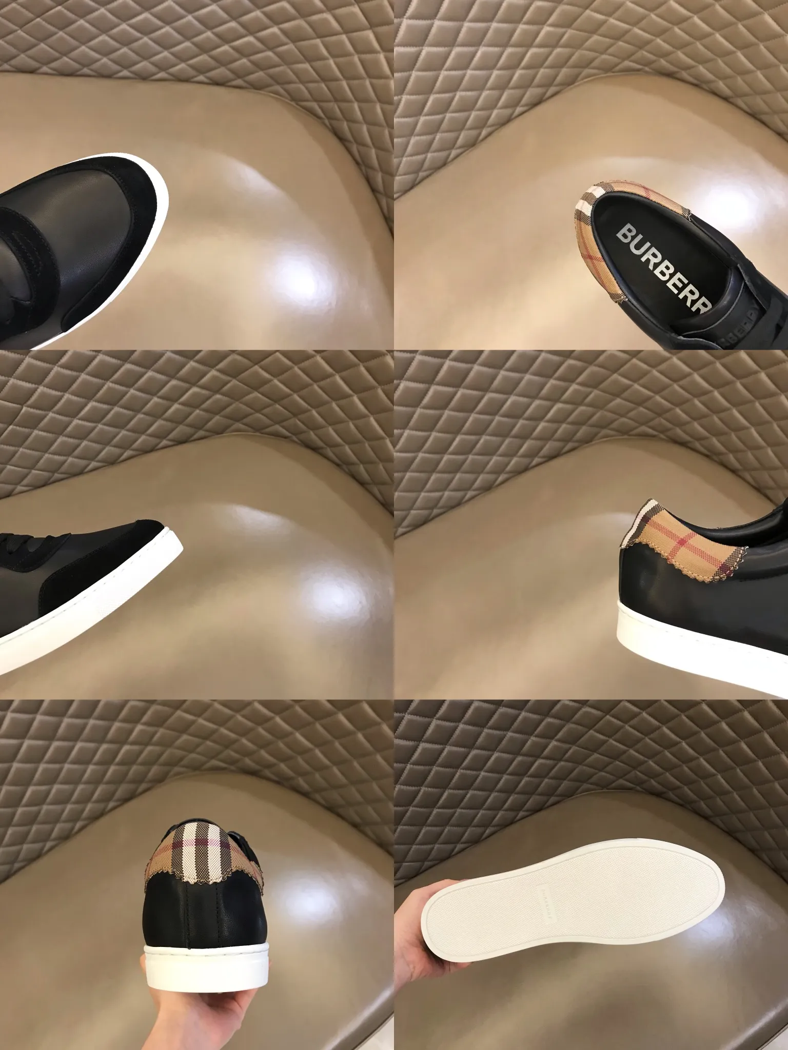 ¥380 B’s men’s classic low-top sneakers are reinterpreted in Vintage plaid cotton and cowhide materials, decorated with a new brand logo. First-layer cowhide lining, embossed Burberry logo on the heel, and original TPU outsole! 38-44 (45 customized)